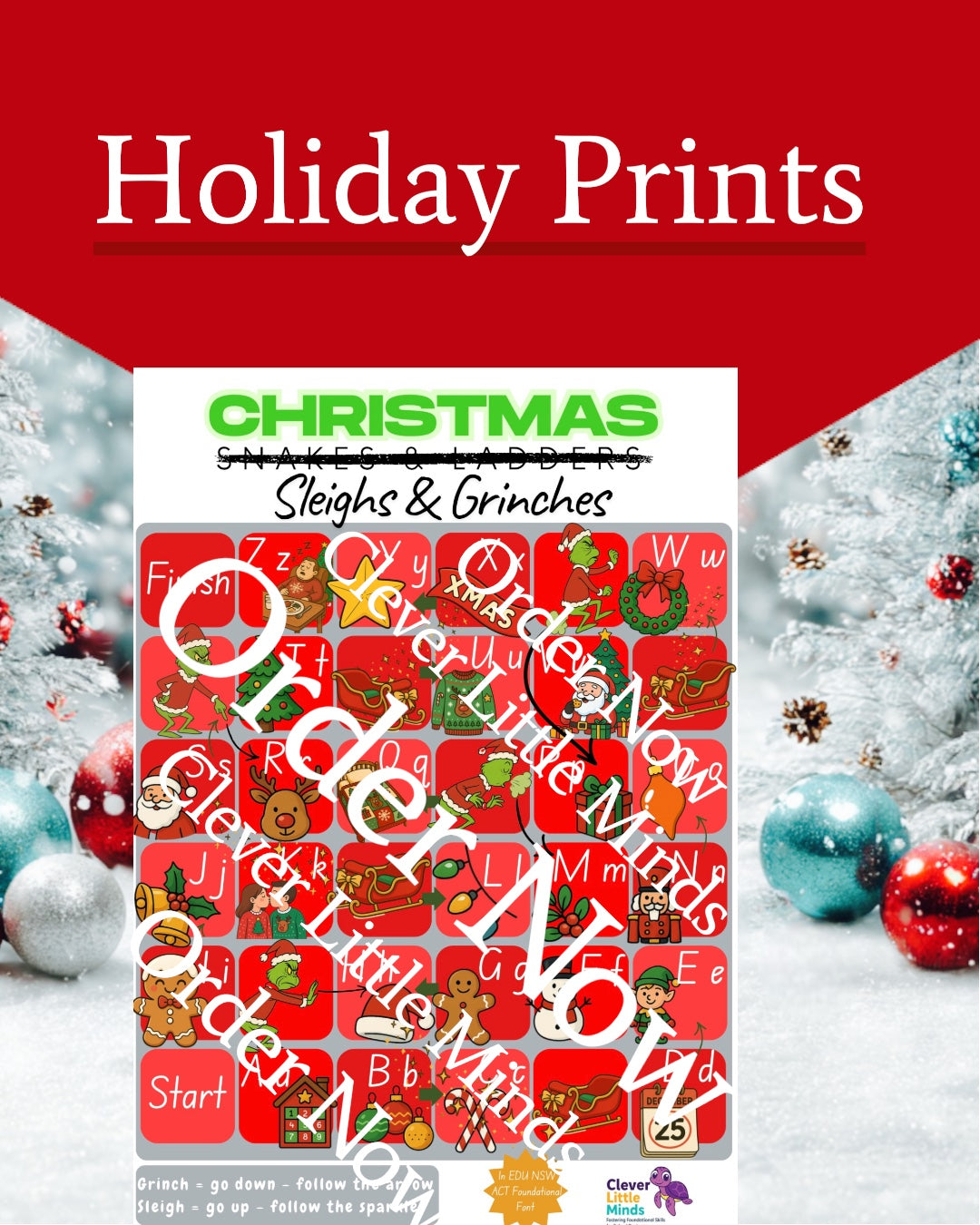 Christmas Sleighs & Grinches Print